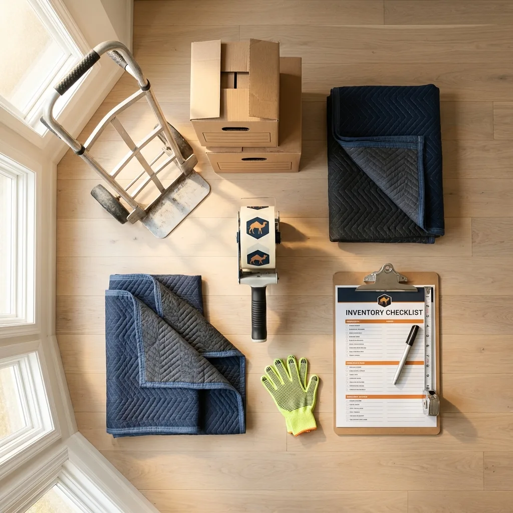 Professional moving supplies and packing materials layout for Phenix City residential relocations